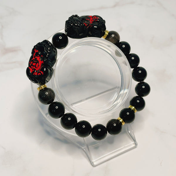 Obsidian Double Pixiu Bracelet